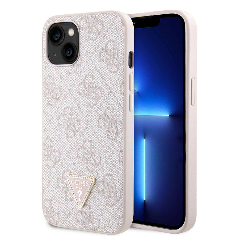 Guess iPhone 14 Orjinal Lisanslı PU Deri Taşlı Üçgen Logo 4G Desenli Telefon Kılıfı - 1 Guess iPhone 14 Orjinal Lisanslı PU Deri Taşlı Üçgen Logo 4G Desenli Telefon Kılıfı - 1